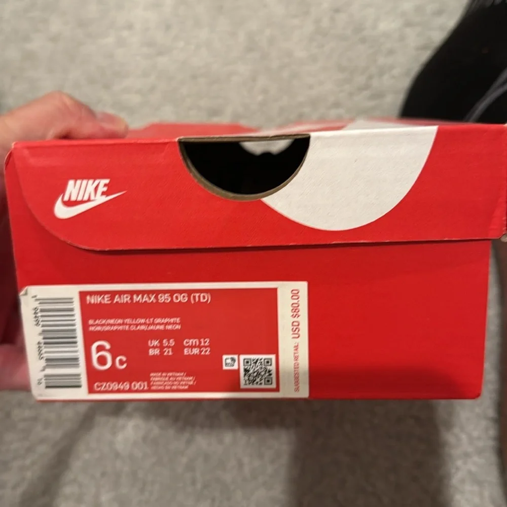 Nike Kids Gray Black White Neon Yellow Air-Cushioned Sneakers